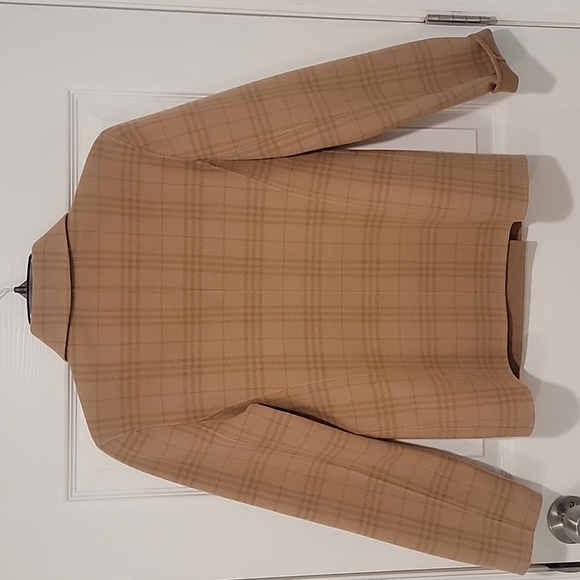Carol Little szXS Double Breasted Wool Camel Plaid Jacket. BinG - Picture 3 of 9